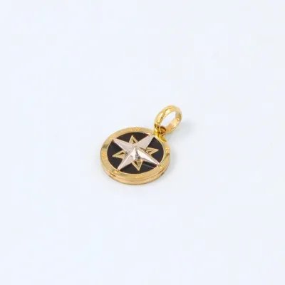 Two-tone compass pendant with onyx paste