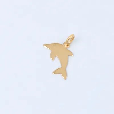 Yellow gold dolphin pendant