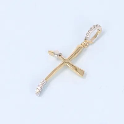 Yellow and white gold cross with zirconia