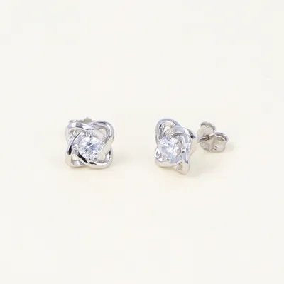 White gold earrings with central zirconia