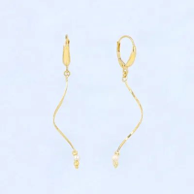 Yellow gold stud earrings with spiral pendant and stone variant