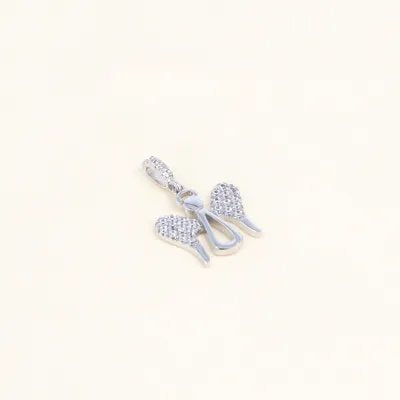 White gold angel pendant with zirconia on the wings