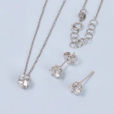 White gold set (necklace + earrings) with cubic zirconia