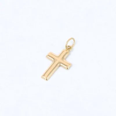 Light yellow gold cross with thin satin cross