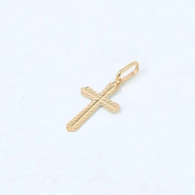 Long diamond-cut yellow gold light cross