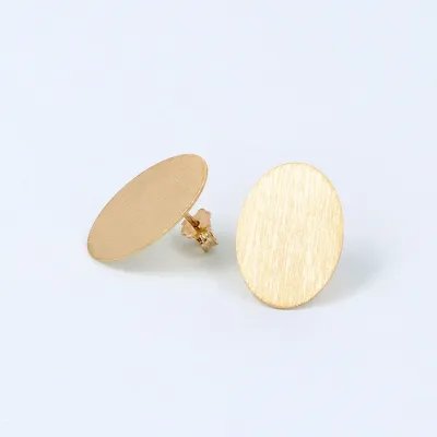 Brushed finish yellow gold earrings