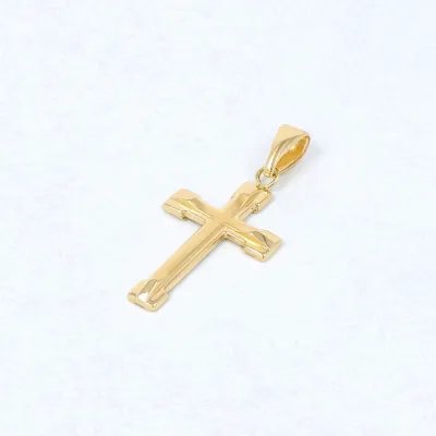 Yellow gold cross with satin and polished finish