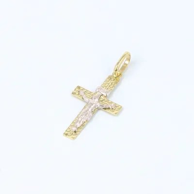 Lightweight two-tone diamond cross with Christ