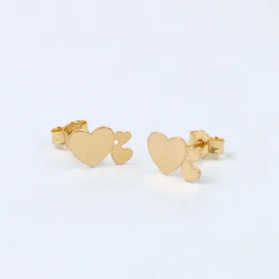 Lightweight yellow gold heart earrings