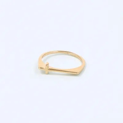 Yellow gold ring with cross