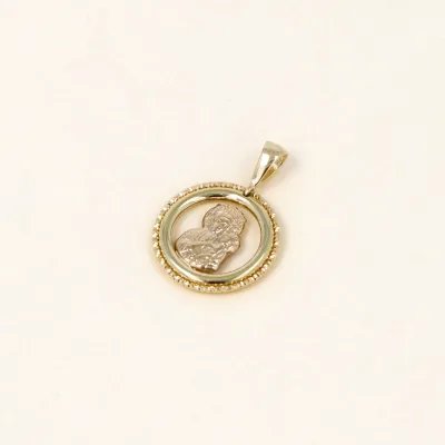 Lightweight yellow gold pendant with Madonna and child