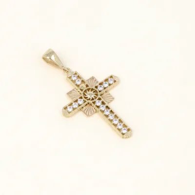 Yellow gold crosses with 2-tone zirconia variations
