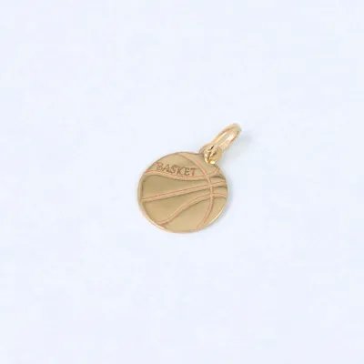 Yellow gold "basketball" pendant