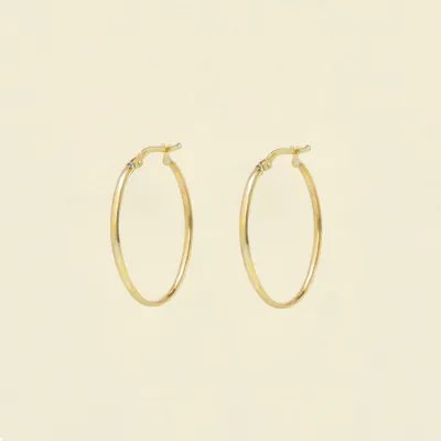 Yellow gold half-round tube earrings