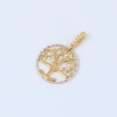 Yellow and white gold pendant with zirconia in the shape of a tree of life
