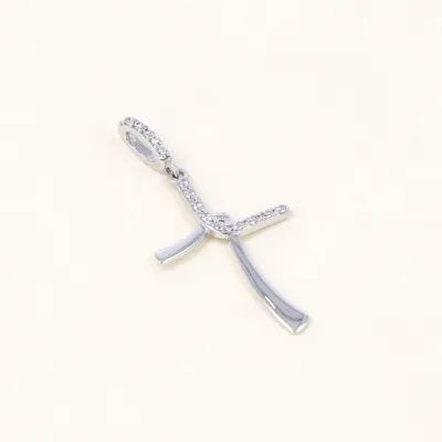 White gold cross with zirconia