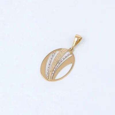 Lightweight oval yellow and white gold pendant