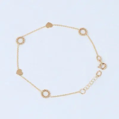 Yellow gold bracelet with heart-shaped elements
