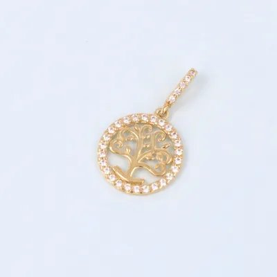 Yellow and white gold pendant with zirconia in the shape of a tree of life