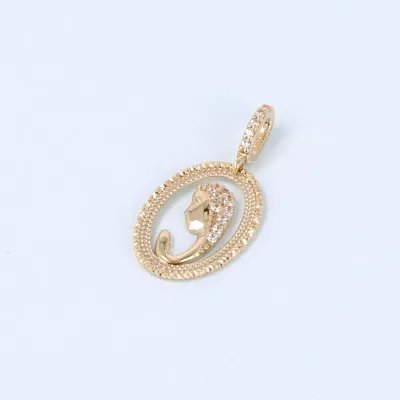 Yellow gold medal with Madonna and zircons