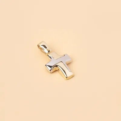 Bicolor gold cross pendant