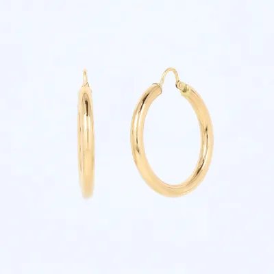 Round tube earrings in yellow gold