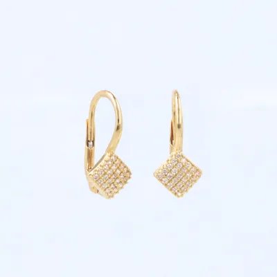 Square yellow gold earrings with zirconia