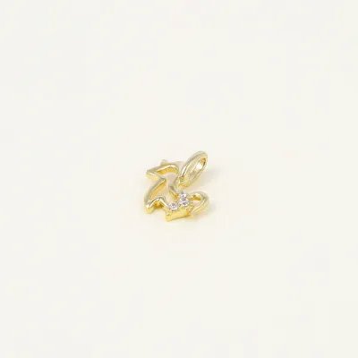 Small unicorn pendant in yellow gold with zirconia