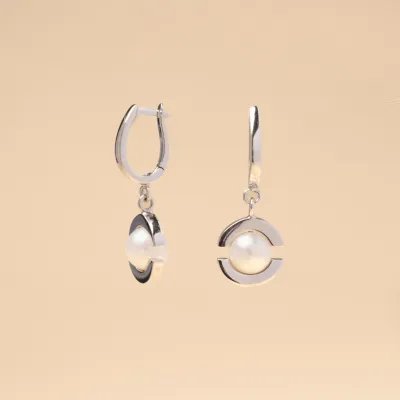 White gold "Aurora" earrings with pearl
