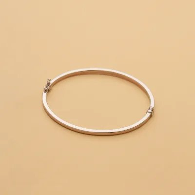 White gold round tube bangle