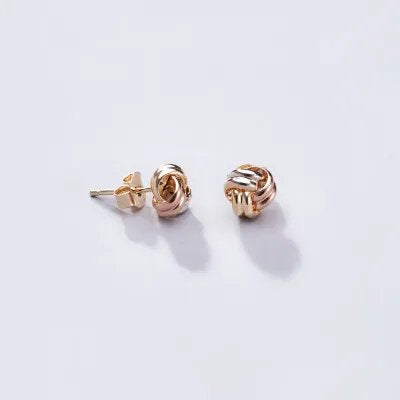 "Knot" earrings in yellow, white and rose gold