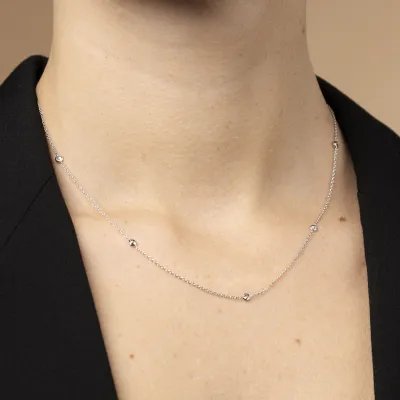 White gold necklace with white cubic zirconia