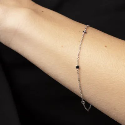 White gold bracelet with black cubic zirconia