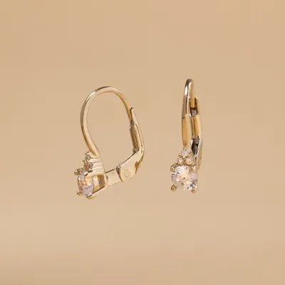 Yellow gold monachella earrings with cubic zirconia