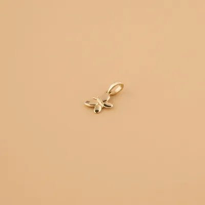 Yellow gold pendant butterfly with cubic zirconia