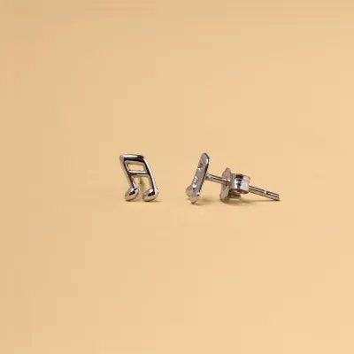 White gold musical note earrings