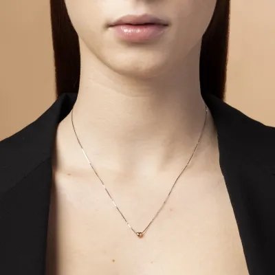 White and red gold lightweight necklace "Love"