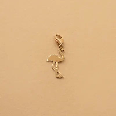 Yellow gold flamingo-shaped charm pendant