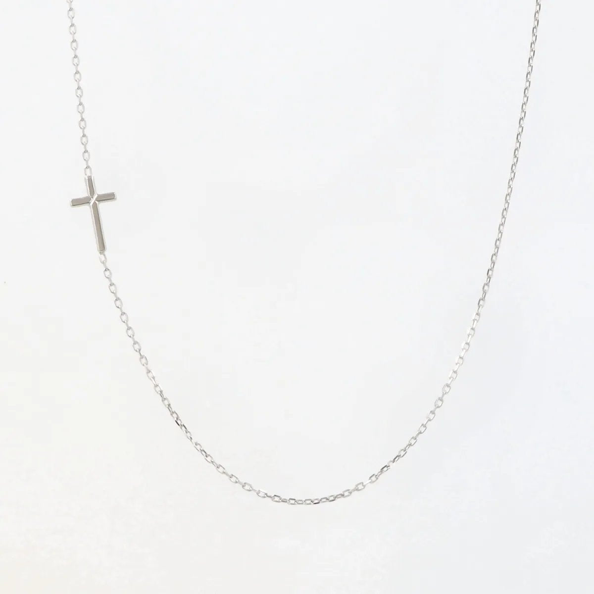 Lightweight white gold rosary necklace