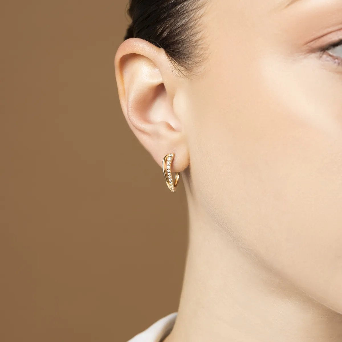 Yellow gold earrings with cubic zirconia