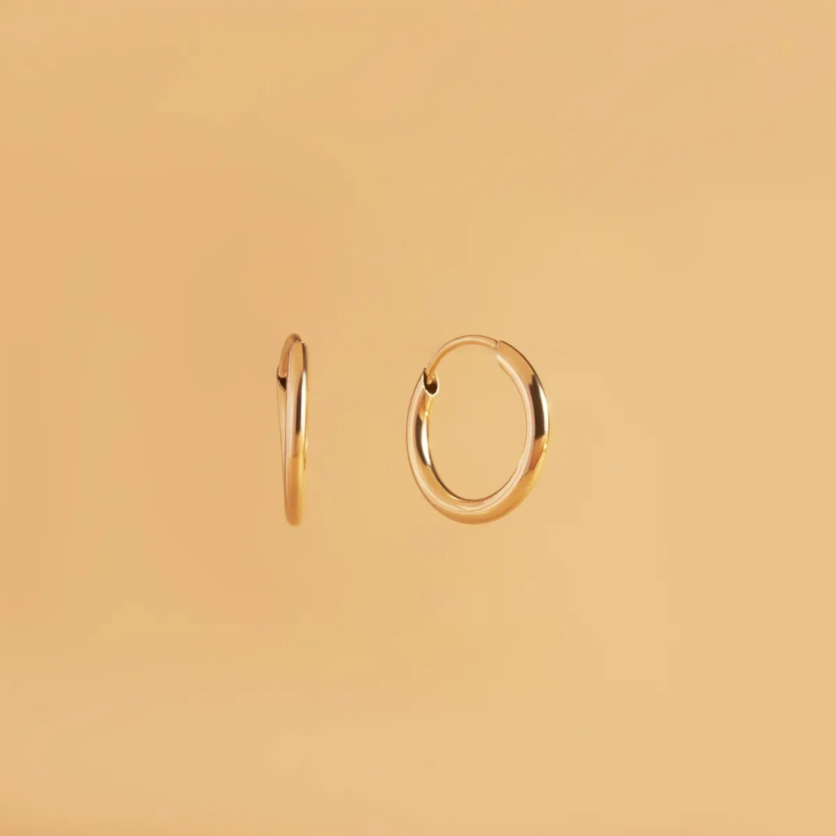 Yellow gold flex tube earrings 12 mm