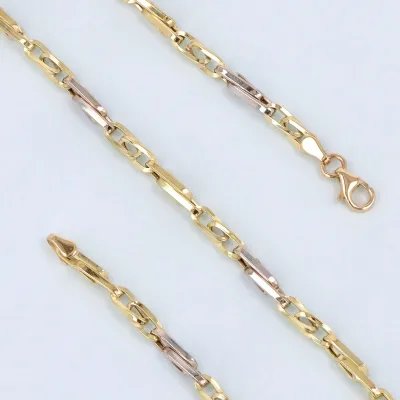 Hollow white and yellow gold chain