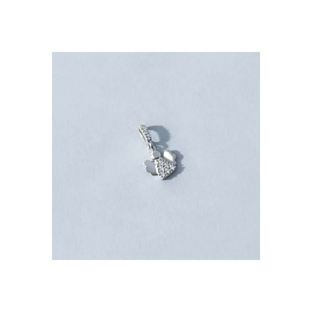 White gold pendant in the shape of an angel with zirconia