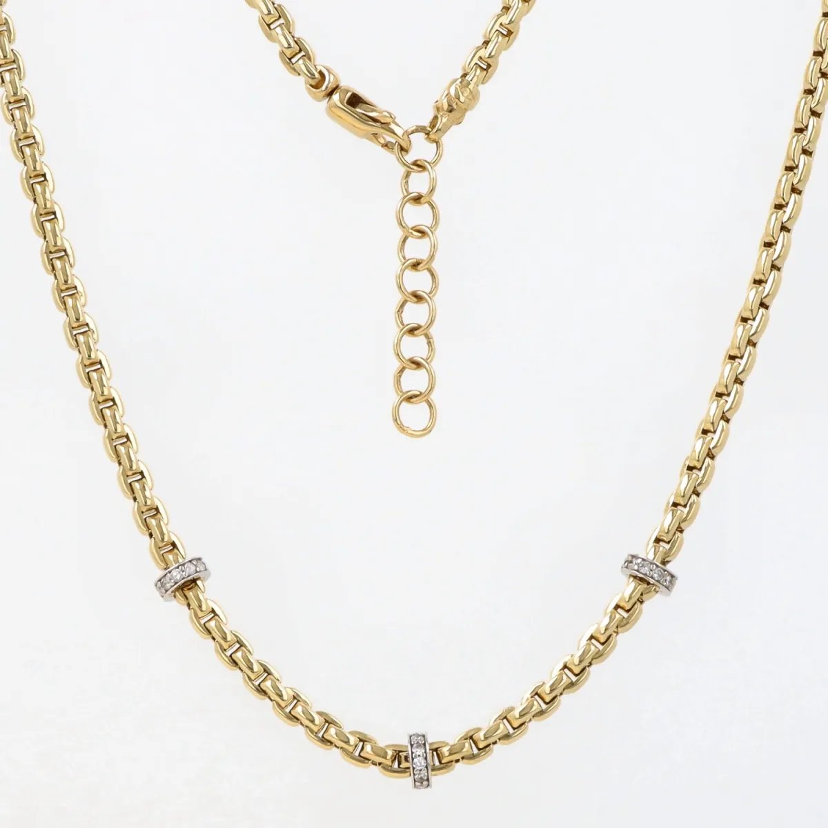 Yellow and white gold necklace with zirconia