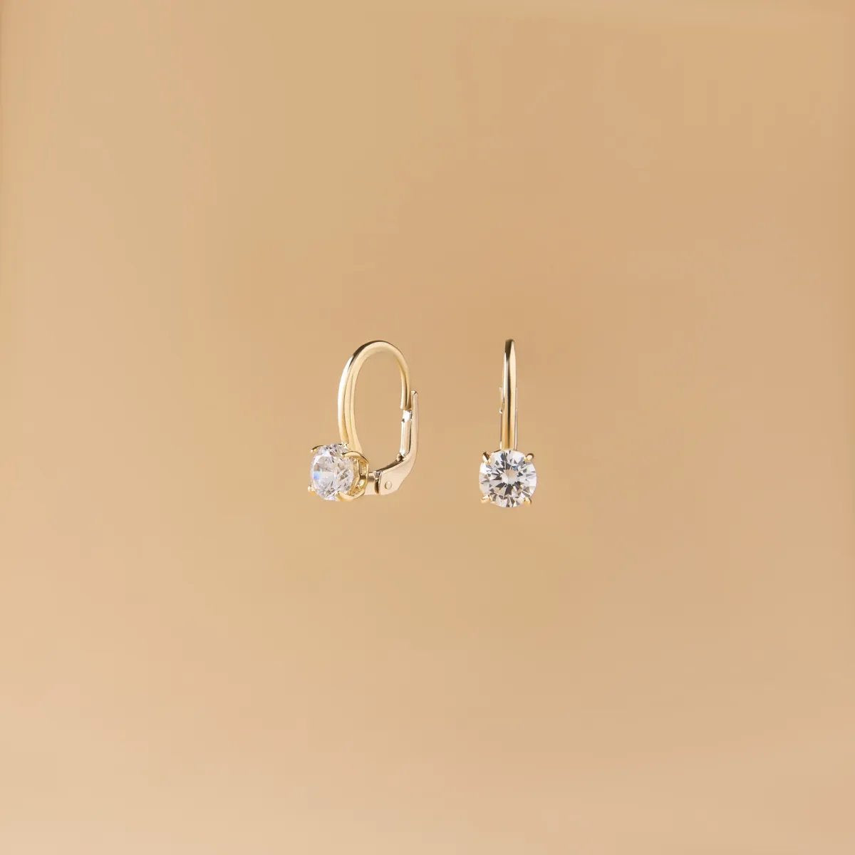 Yellow gold monachella earrings with cubic zirconia