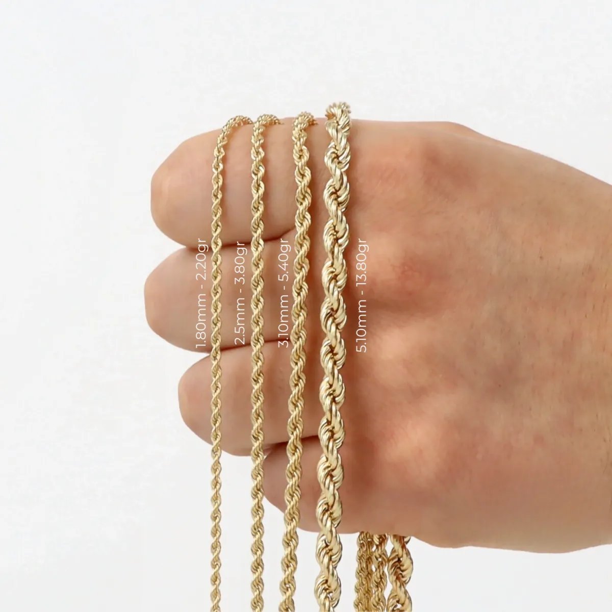Yellow gold rope chain