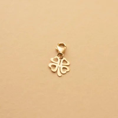 Yellow gold four-leaf clover charm pendant