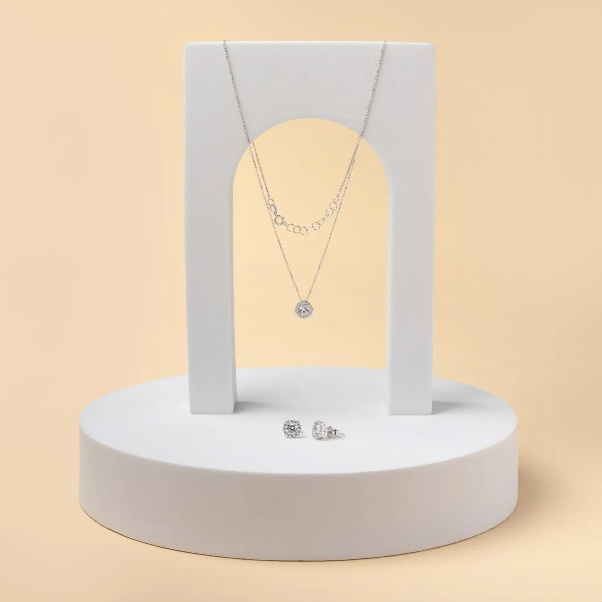 White Gold Set (earrings + necklace) with cubic zirconia