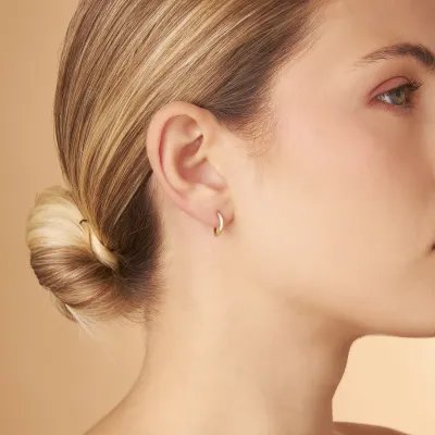 Yellow gold flex tube earrings 12 mm