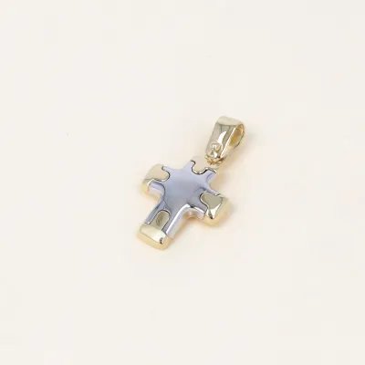 Yellow and white gold cross pendant